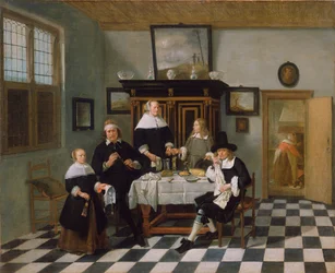 Grupo familiar en la mesa de cena, c.1658-60